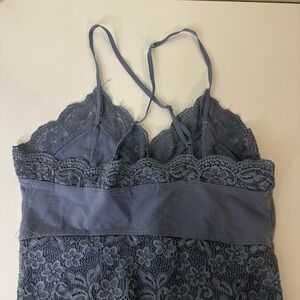 Purple Lace Chemise with Adjustable Straps and V-Neck